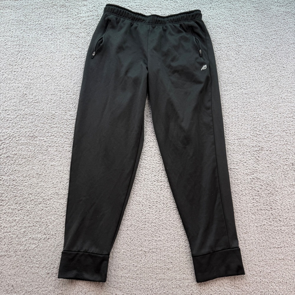 Eddie Bauer Motion Mens Black Fleece Lined Joggers Zipper Pockets Stretch XL